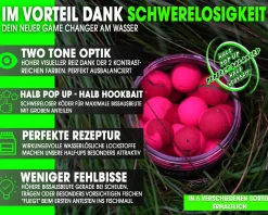 Magic Baits Two Tone Wafters Red Garlic Half Ups Half Pop Up Half Hookbait schwerelos Karpfenköder Boilie Futtermittel