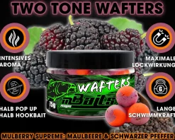 Magic Baits Two Tone Wafters Mulberry Supreme Half Ups Half Pop Up Half Hookbait schwerelos Karpfenköder Boilie Futtermittel