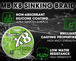 Magic Baits X8 Sinking Carp Braid 600m Braided Mainline geflochtene Karpfenschnur sinkend Angelschnur Karpfenangeln Angelschnur