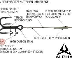Wild Devil Baits Alpha Baitholder Stinger Angstdrilling Assist Hook Angsthaken Stinger Rig Stinger System Drilling Vorfach Angelköder