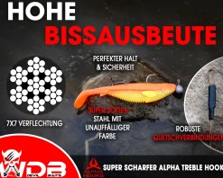 Wild Devil Baits Assist Stinger 7x7 Angstdrilling Stinger Rig Stahlvorfach Angsthaken Assithook Zusatzhaken  Angelköder