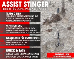 Wild Devil Baits Assist Stinger 7x7 Angstdrilling Stinger Rig Stahlvorfach Angsthaken Assithook Zusatzhaken  Angelköder