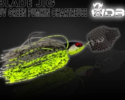 Wild Devil Baits Blade Jig UV Green Pumpkin Chatterbait Spinnköder Chatter Bait Kunstköder Barsch Hecht Zander Angelköder