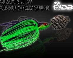Wild Devil Baits Blade Jig Purple Chartreuse Chatterbait Spinnköder Chatter Bait Kunstköder Barsch Hecht Zander Angelköder