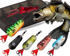 Wild Devil Baits Blinkersortiment Zander in Box Pike Perch Blinker Kunstköder Set Löffelblinker Spoon Blinker