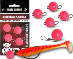 Wild Devil Baits Cheburashka Fluo Pink Flex Heads Jig Ball Jighaken Angelköder