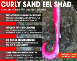 Wild Devil Baits Curly Sand Eel Shad Twister Sandaal Meeres Shad Gummifisch Sandeel Meeresangeln Gummiköder Angelköder