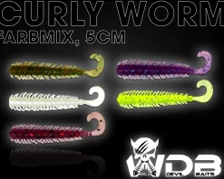 Wild Devil Baits Curly Worm Mix 5cm UL Mini Gummifisch Gummiköder Barsch Forelle Angelköder