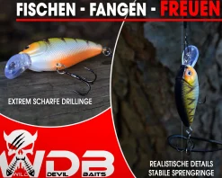 Wild Devil Baits Fat Crank Wobbler Hardbait Crankbait Kunstköder Raubfisch Köder Barsch Hecht Zander Wobbler
