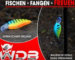 Wild Devil Baits Fat Crank Wobbler Hardbait Crankbait Kunstköder Raubfisch Köder Barsch Hecht Zander Wobbler