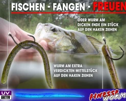 Wild Devil Baits Finesse Worm UV Green Pumpkin Chartreuse TPE Würmer Kunstköder Angelwurm floating Angelköder