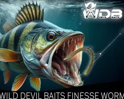 Wild Devil Baits Finesse Worm UV Green Pumpkin Chartreuse TPE Würmer Kunstköder Angelwurm floating Angelköder