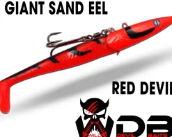 Wild Devil Baits Giant Sand Eel 286g Sandaal Meeres Shad Gummifisch -Red Devil-286g Angelköder