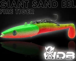 Wild Devil Baits Giant Sand Eel 286g Sandaal Meeres Shad Gummifisch -Fire Tiger-286g Angelköder