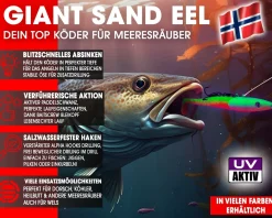 Wild Devil Baits Giant Sand Eel 286g Sandaal Meeres Shad Gummifisch -Fire Tiger-286g Angelköder