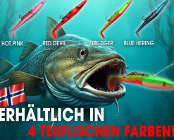 Wild Devil Baits Giant Sand Eel 286g Sandaal Meeres Shad Gummifisch -Fire Tiger-286g Angelköder