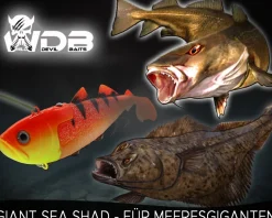 Wild Devil Baits Giant Sea Shad Dorsch Heilbutt Seelachs Köder Meeresangeln Angelköder