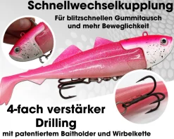 Wild Devil Baits Giant Sea Shad Dorsch Heilbutt Seelachs Köder Meeresangeln Angelköder
