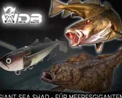 Wild Devil Baits Giant Sea Shad Dorsch Heilbutt Seelachs Köder Meeresangeln Angelköder
