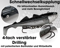 Wild Devil Baits Giant Sea Shad Dorsch Heilbutt Seelachs Köder Meeresangeln Angelköder