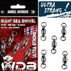 Wild Devil Baits Giant Sea Swivel Meereswirbel Norwegen Kugellager Wirbel  Zielfische