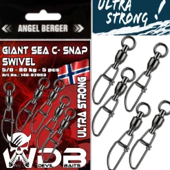 Wild Devil Baits Giant Sea C- Snap Swivel Meereswirbel Norwegen Kugellager Wirbel Zielfische