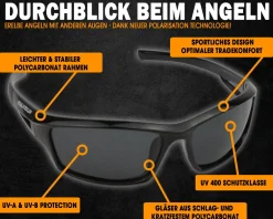 Wild Devil Baits High UV Polarisationsbrille Schwarz Polbrille Angelbrille Raubfischangeln Sonnenbrille Sun Glasses Polarisationsbrillen