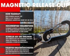 Wild Devil Baits Magnetic Release Clip Magnet Clip Angeln Magnet Adapter mit Karabiner für Kescher Landing Net Fliegenkescher Angelzubehör Angelzubehör