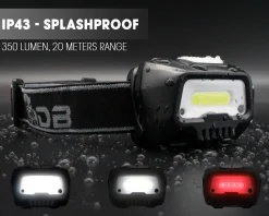 Wild Devil Baits Mega Light Head Lamp Kopflampe mit Bewegungssensor USB Akku Sensor LED Stirnlampe Zielfische