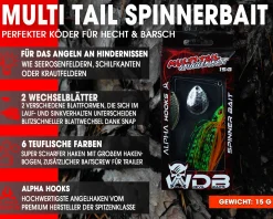 Wild Devil Baits Multi Tail Spinnerbait Spinner Bait Kunstköder Spin Jig Angelköder Barsch Hecht Zander-Fire Tiger Angelköder