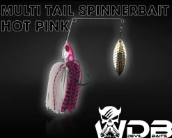 Wild Devil Baits Multi Tail Spinnerbait Spinner Bait Kunstköder Spin Jig Angelköder Barsch Hecht Zander-Hot Pink Angelköder