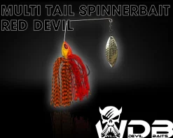 Wild Devil Baits Multi Tail Spinnerbait Spinner Bait Kunstköder Spin Jig Angelköder Barsch Hecht Zander-Red Devil Angelköder