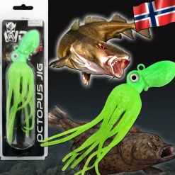 Wild Devil Baits Octopus Jig Green Flash Dorsch Heilbutt Seelachs Köder Pilker Meeresangeln  Angelköder