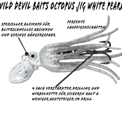 Wild Devil Baits Octopus Jig White Pearl Dorsch Heilbutt Seelachs Köder Pilker Meeresangeln  Angelköder