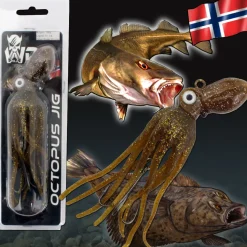 Wild Devil Baits Octopus Jig Brown Glitter Dorsch Heilbutt Seelachs Köder Pilker Meeresangeln  Angelköder