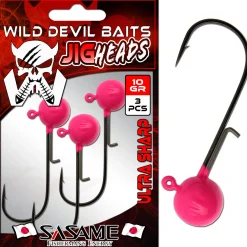 Wild Devil Baits Pro Japan Jig Head UV Pink Jigkopf Baitholder Jighaken Bleikopf  Angelköder