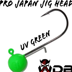 Wild Devil Baits Pro Japan Jig Head UV Green Jigkopf Baitholder Jighaken Bleikopf  Jighaken