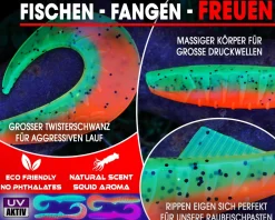 Wild Devil Baits Ready2Fish Tornado Curly Tail mit Box Twister Gummifisch Set mit Jighaken fertig zum Angeln Angelköder