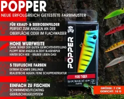 Wild Devil Baits Ready2Fish Wobbler Set Popper in Box Topwater Hardbaits für Hecht Zander Barsch Oberflächenköder mit Kunstköderbox Kunstköder Set Angelköder Angelköder
