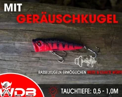 Wild Devil Baits Ready2Fish Wobbler Set Popper in Box Topwater Hardbaits für Hecht Zander Barsch Oberflächenköder mit Kunstköderbox Kunstköder Set Angelköder Angelköder