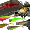 Wild Devil Baits Ready2Fish Smart Shad Zander mit Box Gummifisch Set mit Jighaken Kunstköder Gummiköder Angelköder