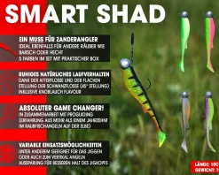 Wild Devil Baits Ready2Fish Smart Shad Zander mit Box Gummifisch Set mit Jighaken Kunstköder Gummiköder Angelköder