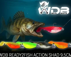 Wild Devil Baits Ready2Fish Action Shad mit Box Gummifisch Set mit Jighaken fertig zum Angeln Angelköder