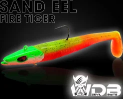 Wild Devil Baits Sand Eel Fire Tiger Sandaal Meeres Shad Gummifisch Angelköder