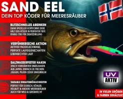 Wild Devil Baits Sand Eel Fire Tiger Sandaal Meeres Shad Gummifisch Angelköder
