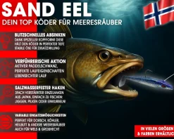 Wild Devil Baits Sand Eel Blue Hering Sandaal Meeres Shad Gummifisch Angelköder