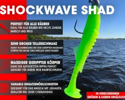 Wild Devil Baits Shockwave Shad Green Flash Gummifisch Kunstköder Softlure Gummiköder Hecht Barsch Zander Angelköder Raubfischköder Angelköder