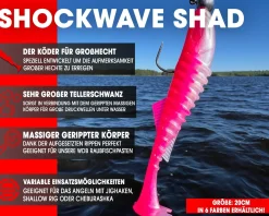 Wild Devil Baits Shockwave Shad Hot Pink Gummifisch Kunstköder Softlure Gummiköder Hecht Barsch Zander Angelköder Raubfischköder Angelköder