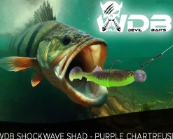 Wild Devil Baits Shockwave Shad Purple Chartreuse Gummifisch Kunstköder Softlure Gummiköder Hecht Barsch Zander Angelköder Raubfischköder Angelköder