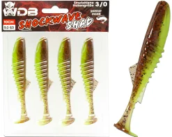 Wild Devil Baits Shockwave Shad UV Green Pumpkin Chartreuse Gummifisch Kunstköder Softlure Gummiköder Hecht Barsch Zander Angelköder Raubfischköder Angelköder